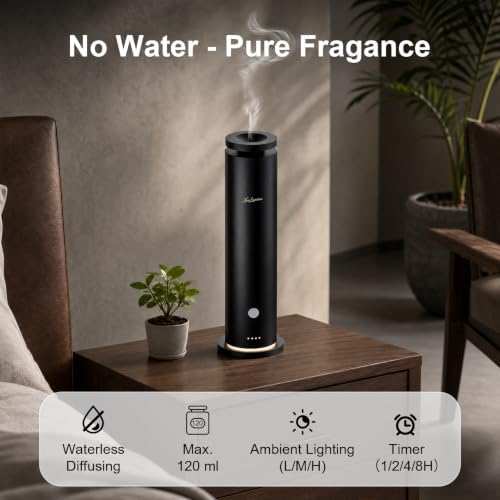 Waterless Essential Oil Diffuser Pro, Cold Air Diffusers for Home Large Room Hotel SPA, 4.06Oz Scent Diffuser Aromatherapy Air Machine with 1500 Sq Ft Cover, Remote - Black - Fragrance Not Included - Image 2