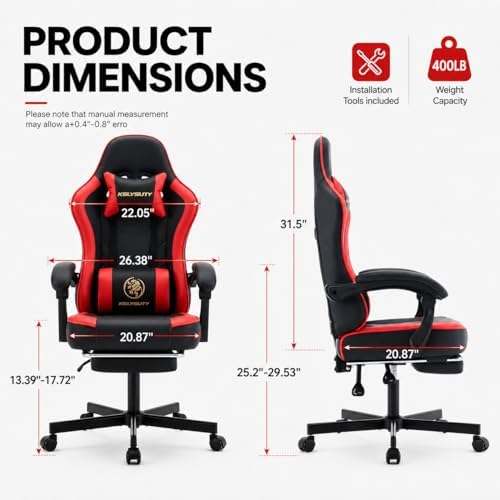 Mistpeople Gaming Chair, Ergonomic High Back Computer Chair with Footrest, Lumbar Support & Pocket Spring Cushion, Comfortable Swivel Home Office Desk Chair for Adults - Image 3
