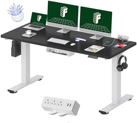 FLEXISPOT EN2 60"x24" Whole-Piece Standing Desk with Power Strip, Black by Unknown