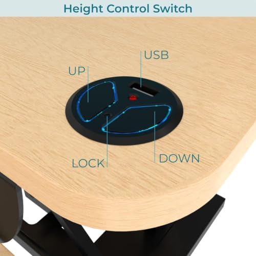 VERSADESK PowerPro 36 Inch Electric Corner Standing Desk Converter, Motorized Height Adjustable Sit-Stand Desk Riser, Dual Monitor & Laptop Workstation with Keyboard Tray, Maple - Image 5