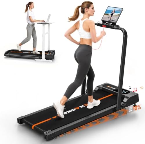 Walking Pad Treadmills for Home with 7.5MPH, Built-in Speaker, Upgrade 3.0HP Foldable Treadmills with 10% Incline, Compact Running Machine with APP, 350 LBS, LED Display, Remote Control by CHAOKEEXERCISEBIKE