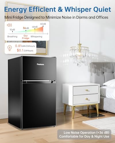 3.2 Cu Ft Mini Fridge with Freezer, Double Door Upright Freezer - Image 4