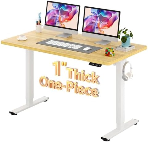 SANODESK One-Piece 1'' Thick Height Adjustable Standing Desk 55''x28'' by sanodesk