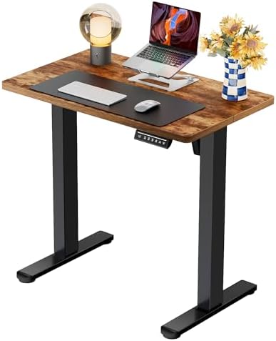 ErGear Height Adjustable Electric Standing Desk, 32 x 19 Inches Sit Stand up Desk, Memory Computer Home Office Desk, Vintage Brown by ErGear