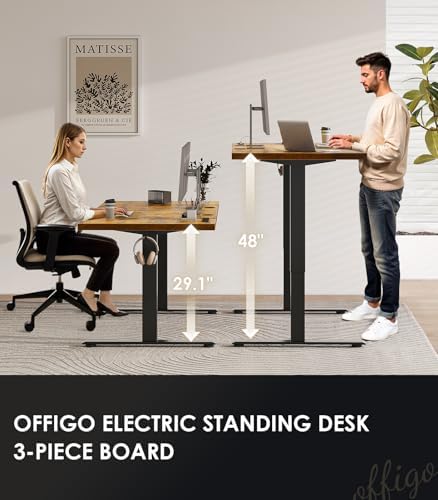 OffiGo 79" Executive Electric Standing Desk Height Adjustable, Rustic Brown - Image 3