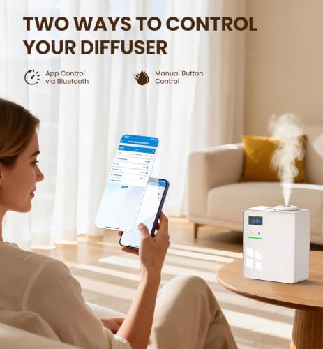 Waterless Essential Oil Diffuser 5000 Sq.Ft for Whole House, 200ml Cold Air Scent Machine with Bluetooth App Control, Quiet No-Heat HVAC Fragrance Diffuser for Home Hotel Office, White - Image 5