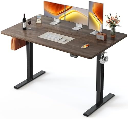 FEZIBO Standing Desk 63 × 28 Inch Electric Height Adjustable, Black Walnut by FEZIBO