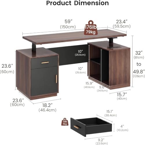ModernMate L Shaped Electric Executive Standing Desk with Drawers & AC/USB - Image 2