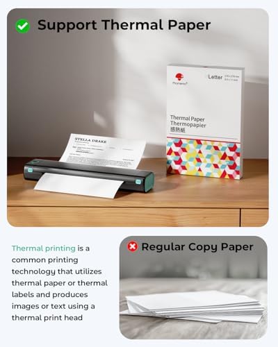 Phomemo M08F Portable Inkless Thermal Printer - 8.5'' x 11'' Letter, Black - Image 5