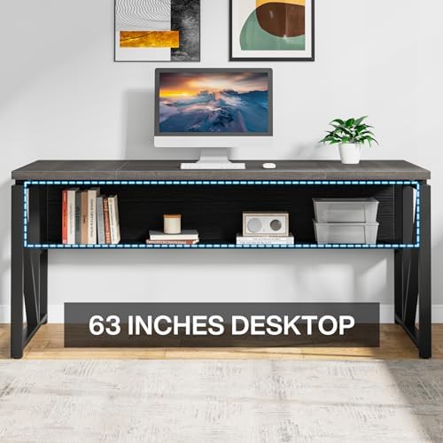 Tribesigns L Shaped Desk with Drawer Cabinet, 63" Executive Computer Desk and lateral File Cabinet, 2 Piece Home Office Furniture with Drawers for Hanging File, Doors with Locks (Gray, 63 inches) - Image 7