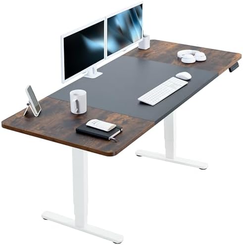 VIVO Black/Vintage Brown 71 x 30 in Standing Desk, DESK-KIT-2W7BN by VIVO