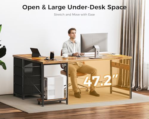 AODK 61" L Shaped Gaming Desk with 4 Drawers and Power Outlets, Vintage - Image 6