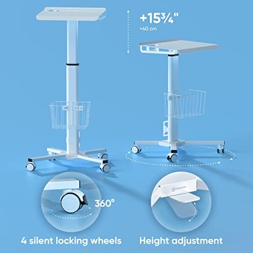 ONKRON Laptop Cart on Wheels, max 17.6 lbs, Portable Workstation, White - Image 5