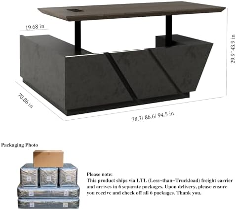 SAINTCY Professional Executive Desk with Privacy Panel & Drawers | Electric Standing Desk for Law Firms, Financial Offices & Corporate Campuses | Modern Workspace Solution (Right Return, 95 in) - Image 2