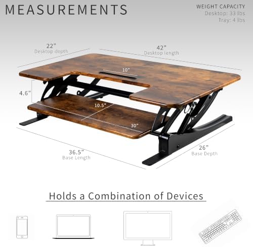 VIVO Rustic Vintage Brown 42 in Standing Desk Converter, DESK-V000VLN - Image 3