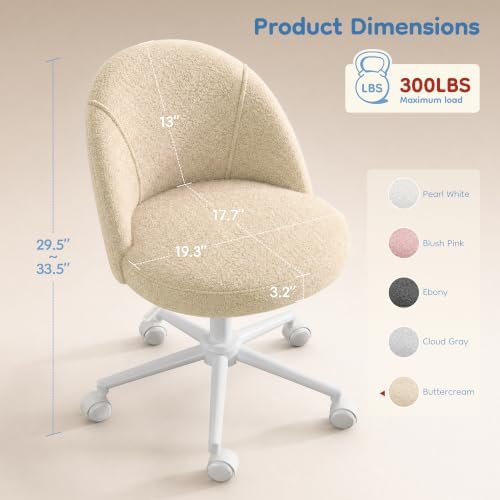 EnHomee Vanity Chair with 13" Back Lumbar Support & 20" Wide Seat - Image 2