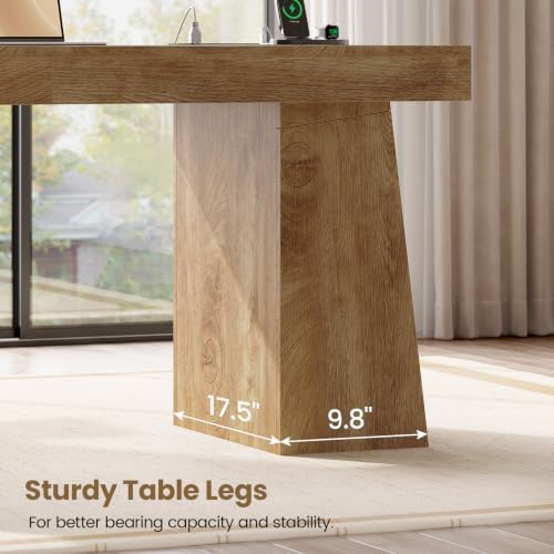 55" Wood Executive Desk with Storage, Home Office Desk - Image 7