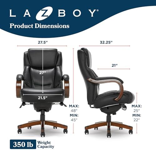 La-Z-Boy Big and Tall Executive Office Chair Lumbar Support, Leather Chair - Image 3