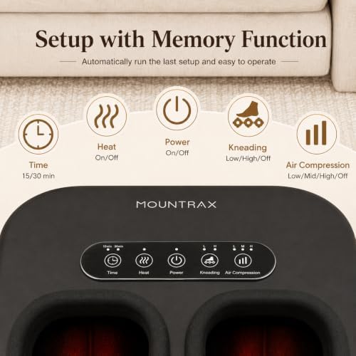 MOUNTRAX Foot Massager with Heating, Compression, Deep Shiatsu Kneading Electric for Plantar Fasciitis, Neuropathy, Improve Circulation and Pain Relief for Father and Mother's Day Gifts - Image 4