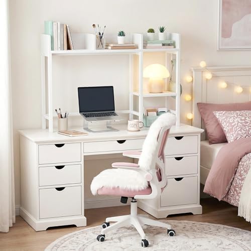 BOLUO Desk Hutch Dorm Room, Desktop Bookshelf for Computer Desk 37" Hutch Organizer Tabletop Storage Rack for College Essentials Home Office White - Image 4
