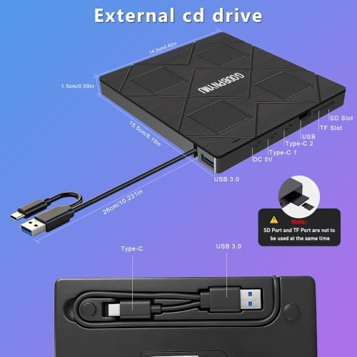 8-in-1 External Blu-ray Drive, USB-C Hub & Card Reader for Laptop - Image 3