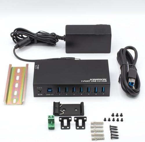 Kingwin 7-Port USB 3.0 Hub Offers 5Gbps speeds, Powered Expansion, and a Durable mountable Aluminum Design. Ideal for PC, Laptop, POS, and Server Racks. Plug & Play. - Image 4