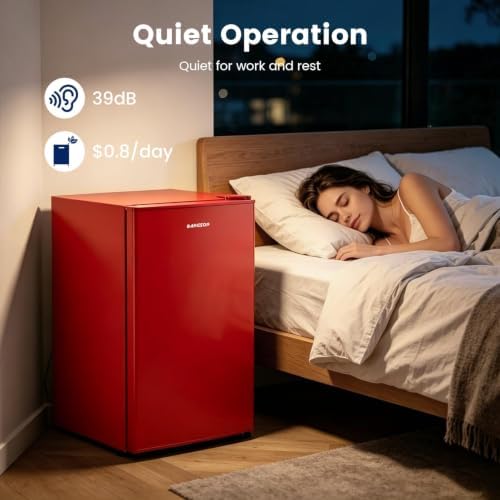 BANGSON 2.6 Cu Ft Small Fridge with Freezer for Office Red - Image 6