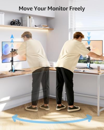 MOUNTUP Single Monitor Stands, Freestanding VESA Monitor Desk Mount fits 13'' to 32'' Computer Screen with Height Adjustable, Swivel, Tilt, Rotation, 17.6 lbs Load, For Home Office, VESA 75x75/100x100 - Image 6