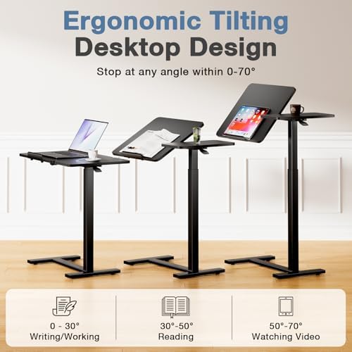 DUMOS Standing Desk with Wheels, Rolling Desk, Laptop Table - Image 4