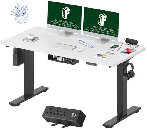 FLEXISPOT EN2 55"x28" Standing Desk with Power Strip Bundle, White by Unknown