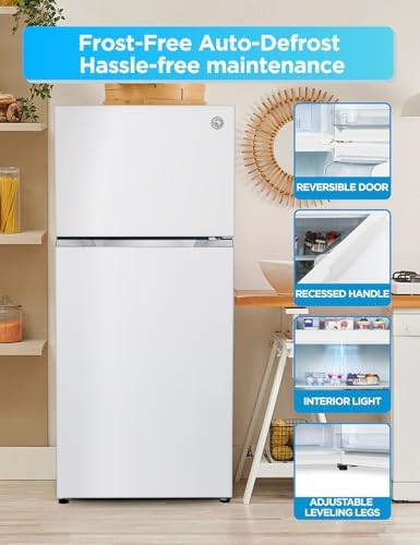 Commercial Cool 18 Cu. Ft. Top Mount Refrigerator with Freezer, 2-Door Refrigerator with Top Freezer and Adjustable Temperature Control, Ice Maker Ready, Energy Star Certified, White - Image 5