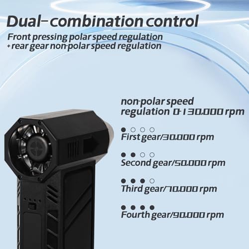 X3 High-Speed Air Duster, 130,000 RPM Brushless Motor Air Blaster, 4-Speed Adjustable Turbo Fan, 200g Super Wind Pressure Turbine Jet Blower - Image 6