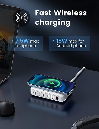 6-in-1 Desktop Charger - 100W USB with 15W Wireless, 2 USB A & 4 USB C Ports for iPhone, iPad, MacBook, Laptop, Samsung & Android Devices - Image 2