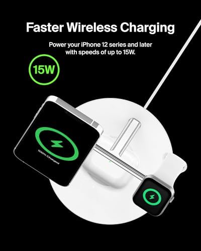 Belkin MagSafe 3 in 1 Wireless Charging Stand, 2nd Gen, 33% Faster - Image 3