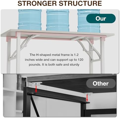 TEMI Small Computer Desk Folding Table - No Assembly, Compact 43.3" Foldable Desk with Power Outlets & USB Charging Port, Portable Small Office Desk, Ideal Mini Study Table for Narrow Spaces,White Ash - Image 6