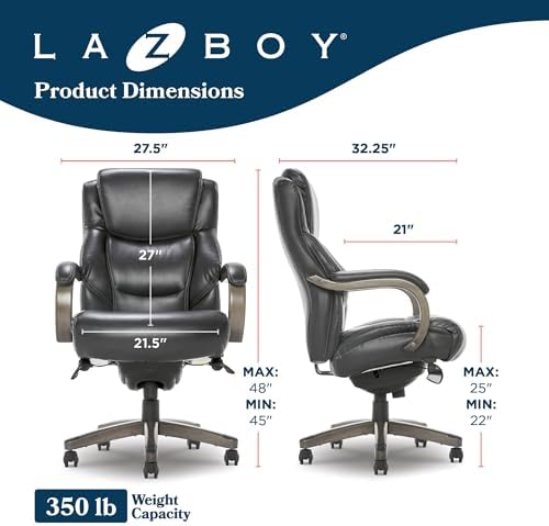 La-Z-Boy Big and Tall Executive Office Chair Lumbar Support, Leather Chair - Image 3