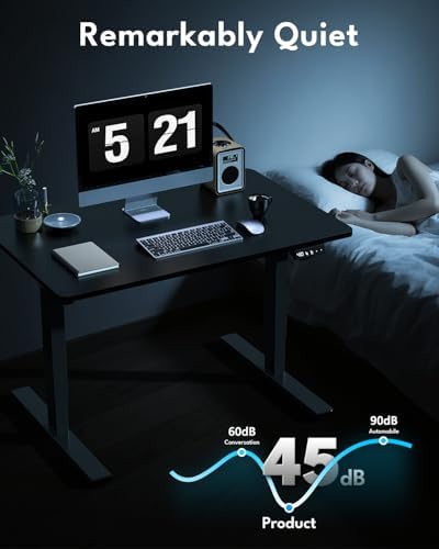 Electric Standing Desk, Gaming Desk, 40 x 24 Inch, Black - Image 6