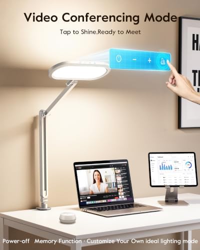LitONES LED Desk Lamp with Clamp and Stepless Remote, Dual-Sided Soft Light - Image 4