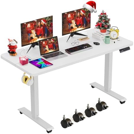 farexon 48x24 Inch Electric Standing Desk with Wheels, White by farexon