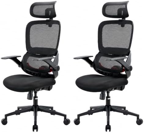SIHOO B100 SE Office Chair, Desk Chair with Adaptive Lumbar Support & 2D Flip-up Armrests, 135° tilt Soft Memory Foam Erogonomic Chair for Home Office,Hold 300 LBS, 2 Packs, Jet Black by SIHOO