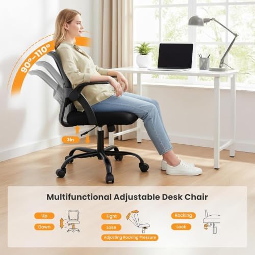 Sweetcrispy Computer Desk Chair, Home Office Chair, Lumbar Support, Black - Image 6