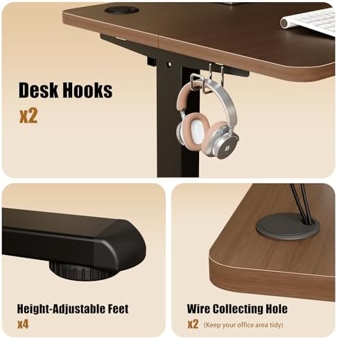 Small Standing Desk, 32"x24" Height Adjustable Sit-Stand Office, Walnut - Image 5