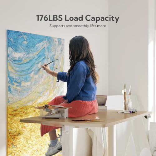 Claiks Electric Height Adjustable Standing Desk, 63x24 Inch, Nature - Image 5