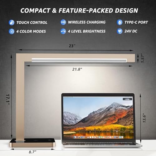 Aluminum LED Desk Lamp with Charging Station, 15W Tasking Light - Image 5