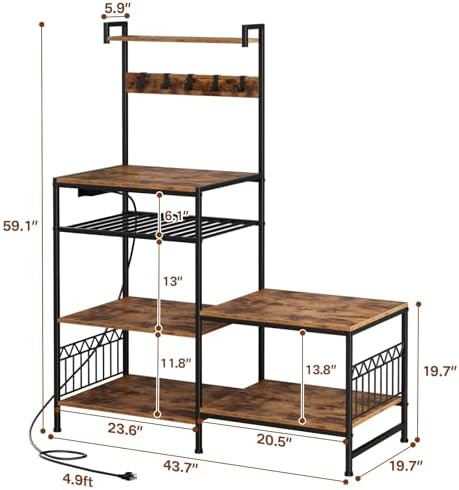 Portin Mini Fridge Stand Coffee Bar Cabinet with Power Outlet - Image 3