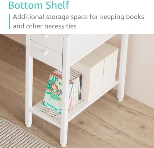 Lufeiya White Small Desk with Drawers - 40 Inch Computer Desk for Small Space Home Office, Modern Simple Study Writing Table PC Desks - Image 6