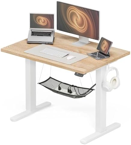 Acrolix 40x24 Electric Standing Desk with Cable Net, Oak by Acrolix