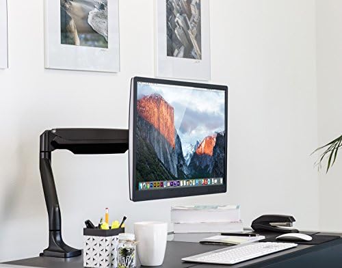 Mount-It! Single Monitor Arm Desk Mount with Gas Spring, Height Adjustable Monitor Stand for 13–32 Inch Screens up to 20 lbs, VESA 75x75 & 100x100, C-Clamp & Grommet, Sit-Stand Desk Compatible - Image 2