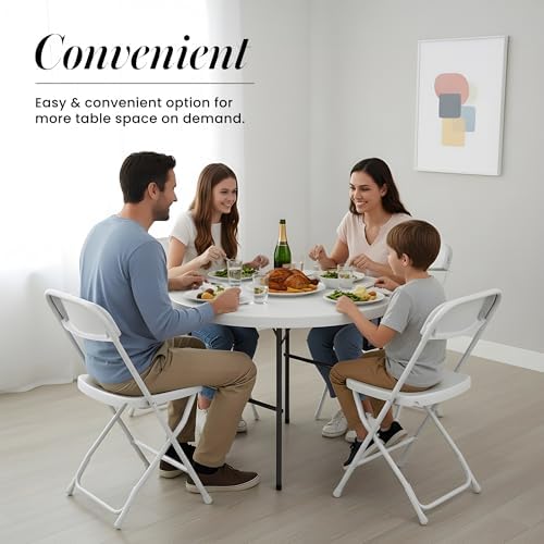 Our Modern Space 3.5 Feet Circular Round Foldable Table with Built in Handle & Steel Legs | Heavy Duty Portable | Perfect for Party, Dining, Wedding, Events, Picnic Indoor, Outdoor, Camping, Utility - Image 3