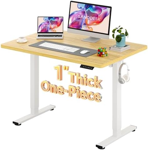 SANODESK One-Piece 1'' Thick Height Adjustable Standing Desk 48''x30'' by sanodesk